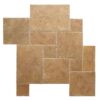 Noce Travertine Brushed and Chiseled Versailles Pattern Tile